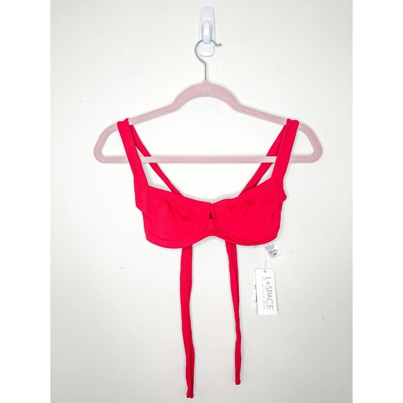 L*Space Camellia Bikini Top in Lipstick Red Size Small - Picture 2 of 5